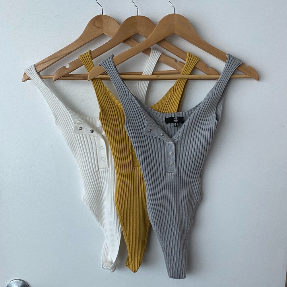 Missguided Ribbed High-cut Bodysuit